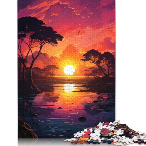 1000-teiliges Puzzle „Sonnenuntergang über dem Fluss“ für Erwachsene und Teenager. Holzpuzzle für Familienspaß und Spieleabende. 1000 Teile (75 x 50 cm) von LMYmoney
