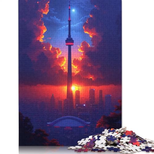1000-teiliges Puzzle „Stadt bei Sonnenuntergang“ für Erwachsene, Holzpuzzle für Erwachsene, für Familienspaß und Spieleabend, 1000 Teile (75 x 50 cm) von LMYmoney