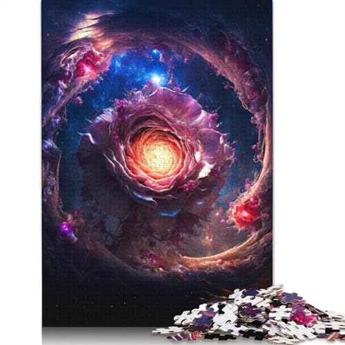 1000-teiliges Puzzle „Wunderschöne kosmische Rose“ für Erwachsene und Teenager, Holzpuzzle, 1000 Teile (75 x 50 cm) von LMYmoney