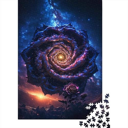 1000-teiliges Puzzle „Wunderschöne kosmische Rose“ für Erwachsene und Teenager, Holzpuzzle, Lernspiel, Herausforderung, Spielzeug, Geburtstagsgeschenke, 1000 Stück (38 x 26 cm) von LMYmoney