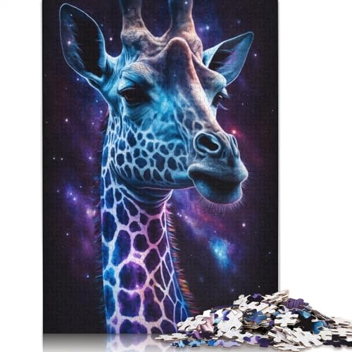 1000-teiliges Puzzle für Erwachsene, Galaxie-Giraffe, Holzpuzzle für Erwachsene, Lernspiel, Herausforderungsspielzeug, 1000 Stück (75 x 50 cm) von LMYmoney