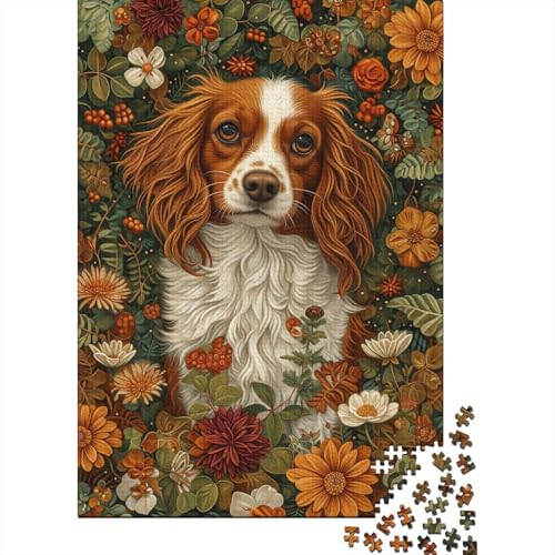 1000-teiliges Puzzle für Erwachsene, Hunde in Blumen, Holzpuzzle für Erwachsene, Lernspiel, Herausforderungsspielzeug, 1000 Stück (38 x 26 cm) von LMYmoney