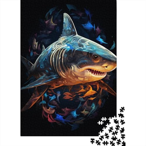 1000-teiliges Puzzle für Erwachsene mit bunten Haien, Holzpuzzle für Erwachsene, Lernspiel, Herausforderungsspielzeug, 1000 Stück (38 x 26 cm) von LMYmoney