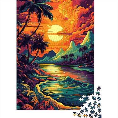 1000-teiliges Puzzle für Erwachsene mit schönem Strandmotiv, Holzpuzzle für Erwachsene, Lernspiel, Herausforderungsspielzeug, 1000 Stück (38 x 26 cm) von LMYmoney