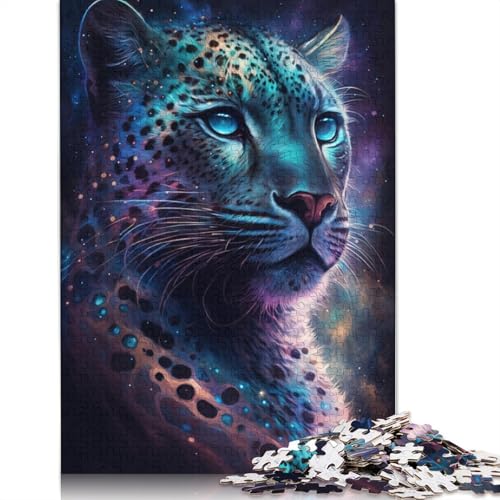 1000-teiliges Puzzle mit Farbgalaxie-Leopardenmotiv für Erwachsene, Puzzles, Lernspielzeug, 1000 Stück (75 x 50 cm) von LMYmoney