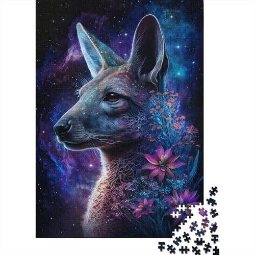 1000-teiliges Puzzle mit Galaxie-Tier-Känguru für Erwachsene, Holzpuzzle, Lernspiel für Erwachsene und Teenager, 1000 Teile (38 x 26 cm) von LMYmoney