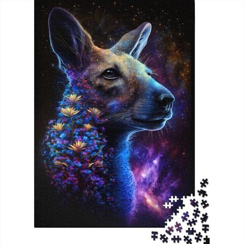 1000-teiliges Puzzle mit Galaxie-Tierkänguru für Erwachsene und Jugendliche, Holzpuzzle, nachhaltiges Puzzle für Erwachsene | Spiele 1000 Teile (38 x 26 cm) von LMYmoney