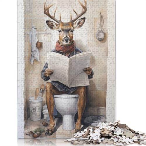 1000-teiliges Puzzle mit Hirsch und Zeitungsleser, kreative Spiele, Puzzle für Herren, Geschenke für Erwachsene Kinder, 1000 Teile (75 x 50 cm) von LMYmoney