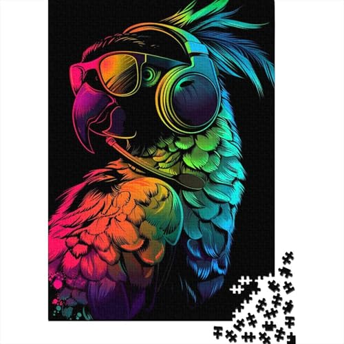 1000-teiliges Puzzle mit Papagei und Sonnenbrille für Erwachsene, Puzzle für Erwachsene, Alter 14+, 1000 Teile (38 x 26 cm) von LMYmoney