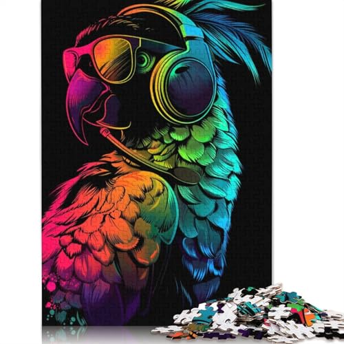 1000-teiliges Puzzle mit Papagei und Sonnenbrille für Erwachsene, Puzzles, Lernspielzeug, 1000 Stück (75 x 50 cm) von LMYmoney