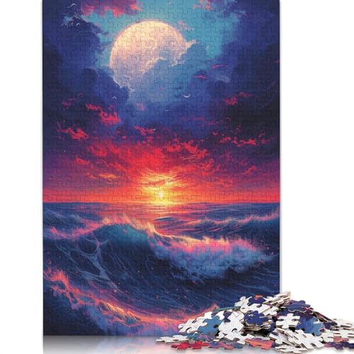 1000-teiliges Puzzle mit Sonnenuntergang und Wellen für Erwachsene und Teenager, Lernspiele für Zuhause, DIY-Spielzeug, 1000 Teile (75 x 50 cm) von LMYmoney
