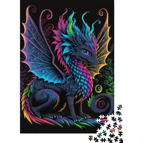 1000-teiliges Puzzle mit Tieren und Drachen für Erwachsene und Jugendliche, Holzpuzzle, nachhaltiges Puzzle für Erwachsene, Spiele 1000 Teile (38 x 26 cm) von LMYmoney