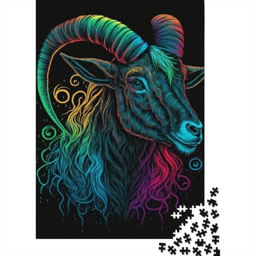 1000-teiliges Puzzle mit Tierziege für Erwachsene, Holzpuzzle für Erwachsene, Teenager, Mann, Frau, Geschenk, 1000 Stück (38 x 26 cm) von LMYmoney