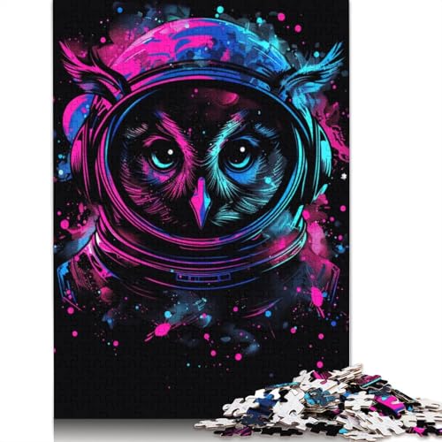 1000-teiliges Puzzle mit Weltraum-Astronauten-Eule für Erwachsene, Holzpuzzle für Erwachsene und Jugendliche, Lernpuzzle, 1000 Teile (75 x 50 cm) von LMYmoney