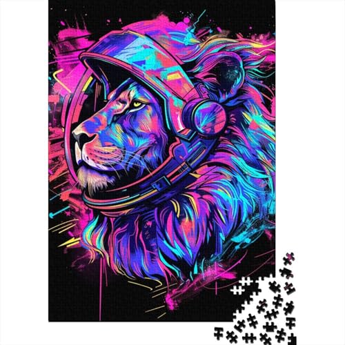1000-teiliges Puzzle mit Weltraum-Astronauten-Löwe für Erwachsene, Holzpuzzles für Teenager, Geschenke, einzigartige Heimdekoration und Geschenke, 1000 Stück (38 x 26 cm) von LMYmoney