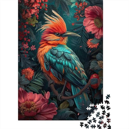 1000-teiliges Puzzle mit bunten Vogelmalereien für Erwachsene, Holzpuzzle, Lernspiel für Erwachsene und Teenager, 1000 Teile (38 x 26 cm) von LMYmoney