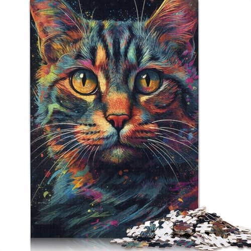 1000-teiliges Puzzle mit bunten Weltraumkatzen für Erwachsene, Holzpuzzle, Lernspiel für Erwachsene und Teenager, 1000 Teile (75 x 50 cm) von LMYmoney
