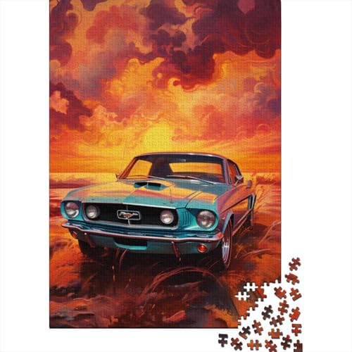 1000-teiliges Puzzle mit coolem Auto-Gemälde für Erwachsene Teenager, Holzpuzzle, nachhaltiges Puzzle für Erwachsene | Spiele 1000 Teile (38 x 26 cm) von LMYmoney