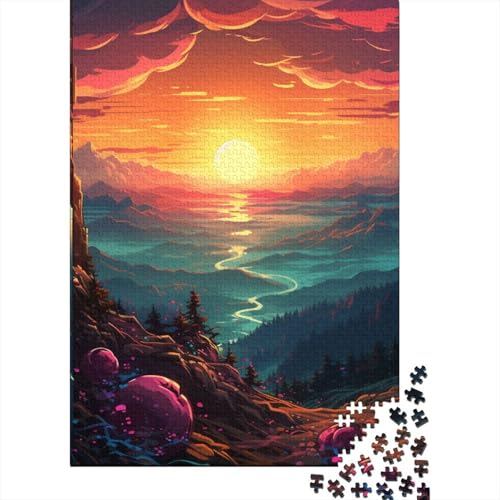 1000-teiliges Puzzle mit farbenfrohem Sonnenuntergang für Erwachsene, Puzzle, Lernspiel, Herausforderungsspielzeug, 1000 Stück (38 x 26 cm) von LMYmoney