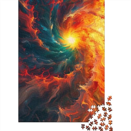 1000-teiliges Puzzle mit farbenfroher Explosionsgalaxie für Erwachsene, Holzpuzzle, Lernspiel für Erwachsene Teenager, 1000 Teile (38 x 26 cm) von LMYmoney