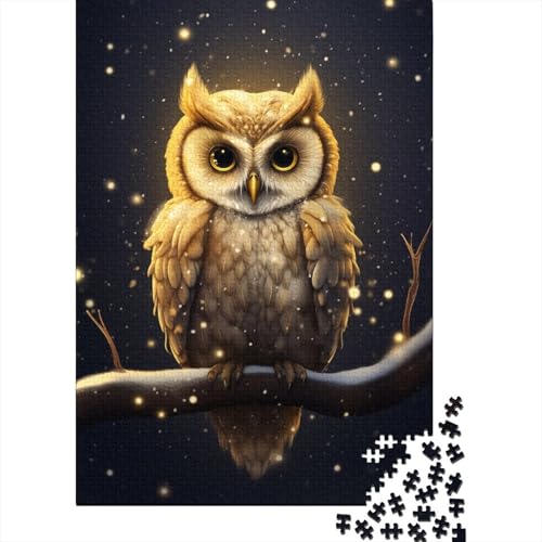 1000-teiliges Puzzle mit gelber Eule für Erwachsene, Holzpuzzle für Erwachsene, für Familienspaß und Spieleabend, 1000 Teile (38 x 26 cm) von LMYmoney