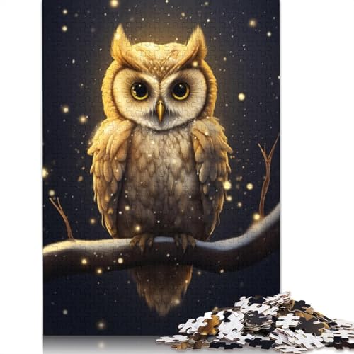 1000-teiliges Puzzle mit gelber Eule für Erwachsene, Holzpuzzles, Puzzles für Erwachsene, Lernspiel, Herausforderungsspielzeug, 1000 Stück (75 x 50 cm) von LMYmoney