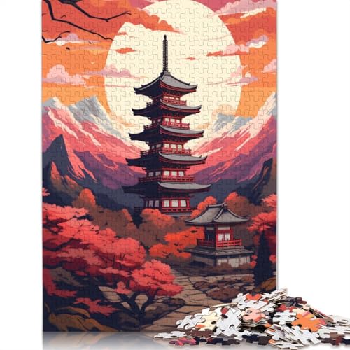 1000-teiliges Puzzle mit japanischen Tempeln für Erwachsene und Jugendliche, Lernspielzeug aus Holz, 1000 Teile (75 x 50 cm) von LMYmoney