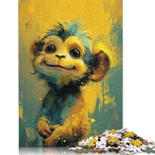 1000-teiliges Puzzle mit süßem kleinen gelben Affen für Erwachsene und Teenager, Lernspielzeug aus Holz, 1000 Teile (75 x 50 cm) von LMYmoney