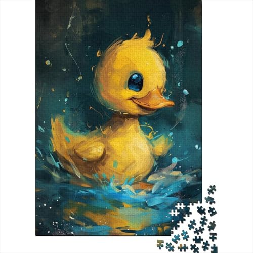 1000-teiliges Puzzle mit süßer Kleiner gelber Ente für Erwachsene, Holzpuzzle, Lernspiel für Erwachsene Teenager, 1000 Teile (38 x 26 cm) von LMYmoney