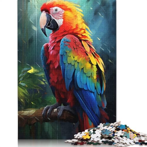 1000-teiliges Puzzle mit wunderschönem Papagei für Erwachsene, Holzpuzzle für Erwachsene, für Familienspaß und Spieleabend, 1000 Teile (75 x 50 cm) von LMYmoney