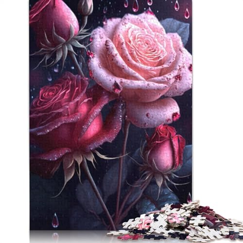 1000-teiliges Puzzle mit wunderschönen Rosen für Erwachsene und Teenager, Holzpuzzle, 1000 Teile (75 x 50 cm) von LMYmoney