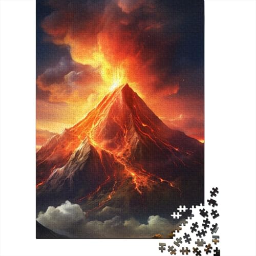 1000-teiliges Puzzle zum Thema Vulkanausbruch für Erwachsene und Jugendliche, Holzpuzzle, nachhaltiges Puzzle für Erwachsene | Spiele 1000 Teile (38 x 26 cm) von LMYmoney