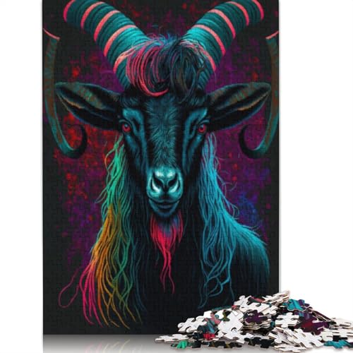 1000-teiliges Tier-Ziegen-Puzzle für Erwachsene und Teenager. Holzpuzzles für Familienspaß und Spieleabende. 1000 Teile (75 x 50 cm) von LMYmoney