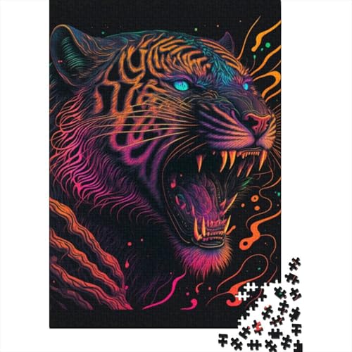 1000-teiliges Tiger-Puzzle für Erwachsene und Teenager. Holzpuzzles für Familienspaß und Spieleabende. 1000 Teile (38 x 26 cm) von LMYmoney