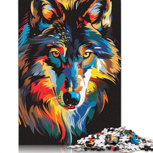 1000-teiliges Wolf-Graffiti-Kunst-Holzpuzzle, Holzpuzzle für Erwachsene und Jugendliche ab 12 Jahren, 1000 Teile (75 x 50 cm) von LMYmoney