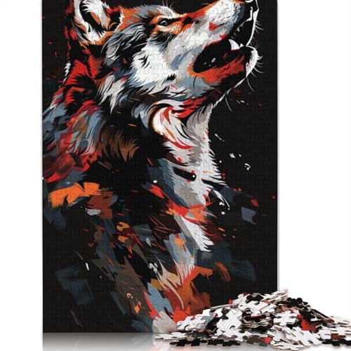 1000-teiliges Wolf-Graffiti-Kunst-Puzzle für Erwachsene und Teenager, Lernspiele für Zuhause, DIY-Spielzeug, 1000 Stück (75 x 50 cm) von LMYmoney