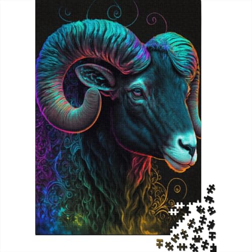 1000-teiliges Ziegen-Puzzle für Erwachsene und Jugendliche, Holzpuzzle, nachhaltiges Puzzle für Erwachsene, Spiele 1000 Teile (38 x 26 cm) von LMYmoney