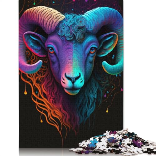1000-teiliges Ziegen-Puzzle für Erwachsene und Teenager, Lernspiele für zu Hause, DIY-Spielzeug, 1000 Teile (75 x 50 cm) von LMYmoney