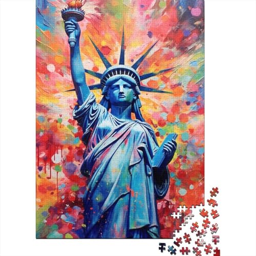 1000-teiliges buntes Gemälde der Freiheitsstatue, Puzzle, Puzzle für Erwachsene und Jugendliche ab 12 Jahren (38 x 26 cm) < von LMYmoney