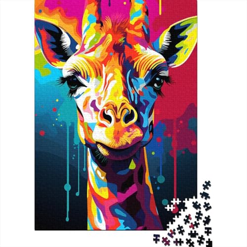 1000-teiliges buntes Giraffen-Puzzle für Erwachsene, Holzpuzzle, Lernspiel für Erwachsene Teenager, 1000 Teile (38 x 26 cm) von LMYmoney