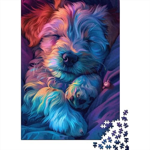 1000-teiliges buntes Golden Retriever-Baby-Puzzle für Erwachsene, Holzpuzzle für Erwachsene, Lernspiel, Herausforderungsspielzeug, 1000 Stück (38 x 26 cm) von LMYmoney
