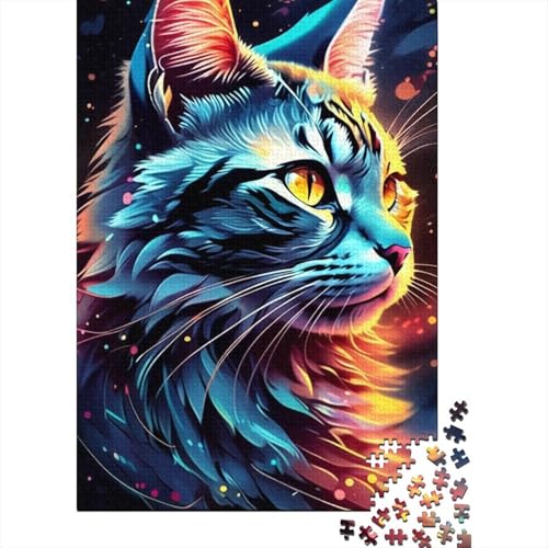 1000-teiliges buntes Graffiti-Katzen-Puzzle für Erwachsene und Teenager. Holzpuzzles für Familienspaß und Spieleabende. 1000 Teile (38 x 26 cm) von LMYmoney