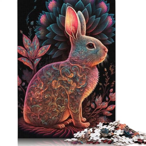 1000-teiliges buntes Kunst-Puzzle mit Kaninchenmotiv für Erwachsene und Teenager, 1000 Stück (75 x 50 cm) von LMYmoney