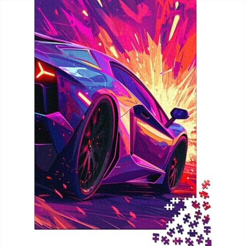 1000-teiliges buntes Puzzle mit klassischen Sportwagen für Erwachsene, Holzpuzzle, Lernspiel für Erwachsene Teenager, 1000 Teile (38 x 26 cm) von LMYmoney
