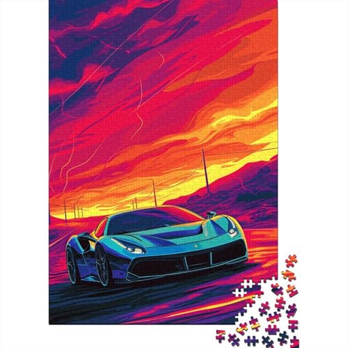 1000-teiliges buntes Puzzle mit klassischen Sportwagen für Erwachsene und Teenager, Holzpuzzle, 1000 Teile (38 x 26 cm) von LMYmoney