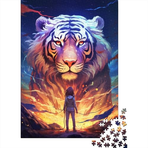 1000-teiliges buntes Tier-Tiger-Puzzle für Erwachsene, Holzpuzzle für Erwachsene, Lernspiel, Herausforderungsspielzeug, 1000 Stück (38 x 26 cm) von LMYmoney