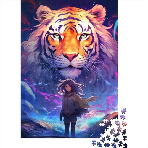 1000-teiliges buntes Tier-Tiger-Puzzle für Erwachsene und Teenager. Holzpuzzles für Familienspaß und Spieleabende. 1000 Teile (38 x 26 cm) von LMYmoney