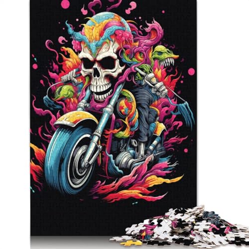 1000-teiliges buntes Totenkopf-Motorrad-Puzzle für Erwachsene, Puzzles, Lernspielzeug, 1000 Stück (75 x 50 cm) von LMYmoney