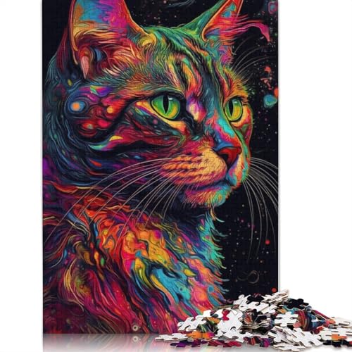 1000-teiliges buntes Weltraumkatzen-Puzzle für Erwachsene und Teenager, Holzpuzzle, nachhaltiges Puzzle für Erwachsene | Spiele 1000 Stück (75 x 50 cm) von LMYmoney