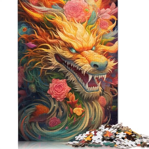 1000-teiliges chinesisches Drachen-Puzzle für Erwachsene, Holzpuzzle für Erwachsene und Jugendliche, Lernpuzzle, 1000 Teile (75 x 50 cm) von LMYmoney